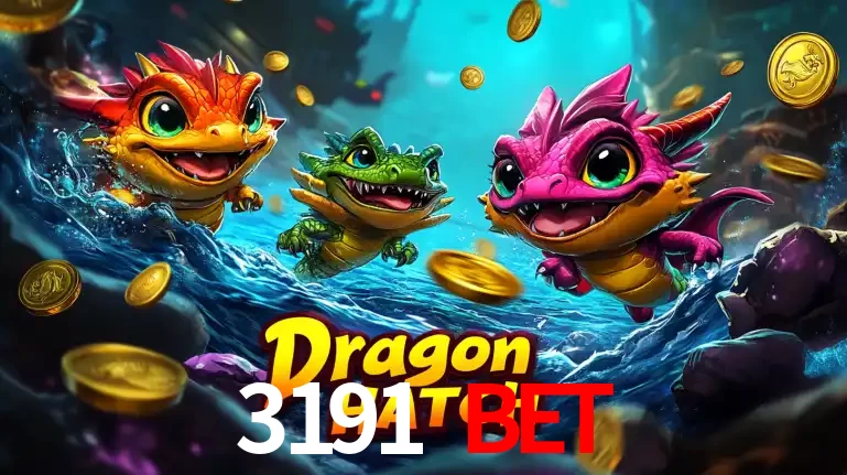 Arte promocional do jogo Dragon Hatch com três adoráveis dragões bebês nadando entre moedas de ouro, um dos slots mais divertidos para jogar no cassino 3191 BET.