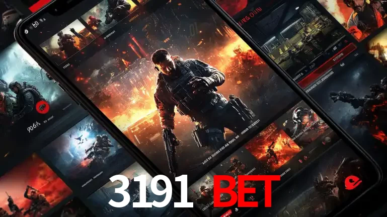 Tela de um celular exibindo uma galeria de jogos de tiro com temática militar, mostrando a variedade de e-sports disponíveis para apostas na plataforma de entretenimento 3191 BET.