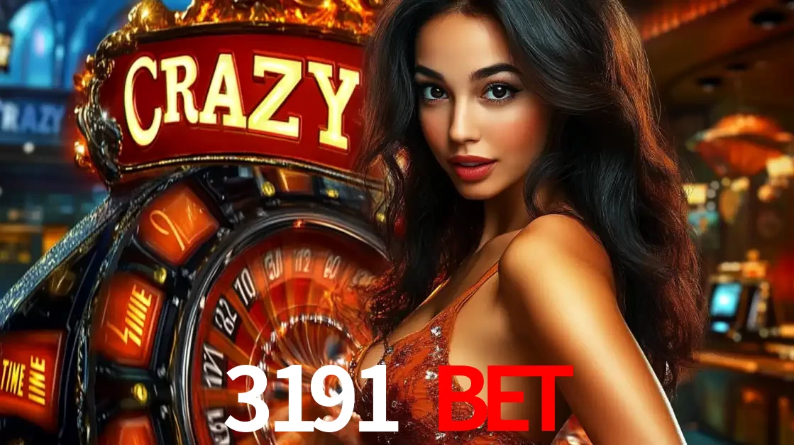Mulher glamourosa olhando para a câmera com a roda vermelha do Crazy Time ao fundo em um ambiente de cassino, destacando a emoção dos jogos ao vivo no 3191 BET.